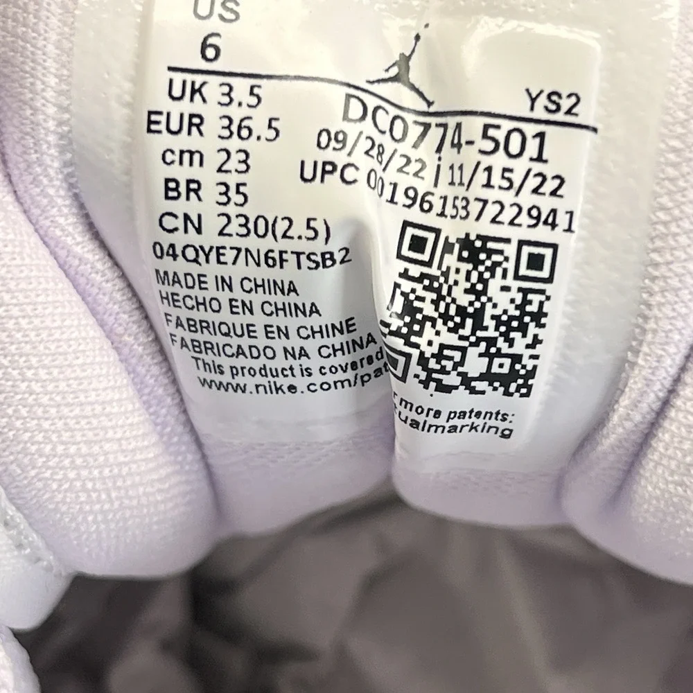 Women's Size 6 - Nike Air Jordan 1 Low Casual Shoe Grape Lemon Wash DC0774-501